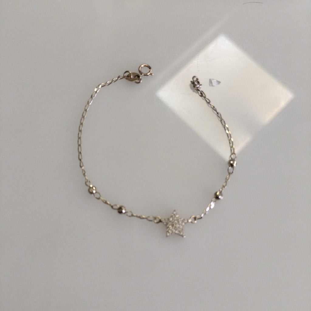 PULSERA ESPECIAL CON ESTRELLA Y CIRCONIAS 14K 18 CM 1.5 GR (NUEVO)