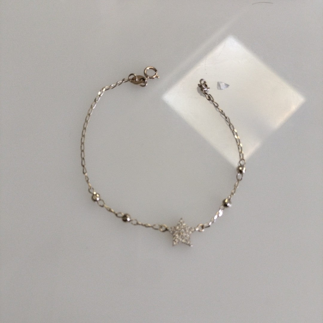 PULSERA ESPECIAL CON ESTRELLA Y CIRCONIAS 14K 18 CM 1.5 GR (NUEVO)