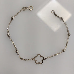 PULSERA TEJIDO ESPECIAL CON FLOR 14K 18 CM 1.6 GR (NUEVO)