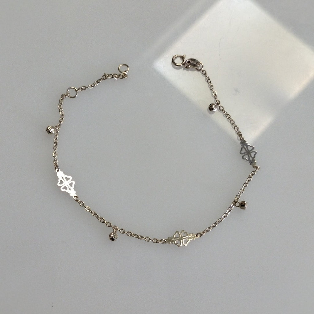 PULSERA ESPECIAL CON TREBOL 14K 18 CM 1.8 GR (NUEVO)