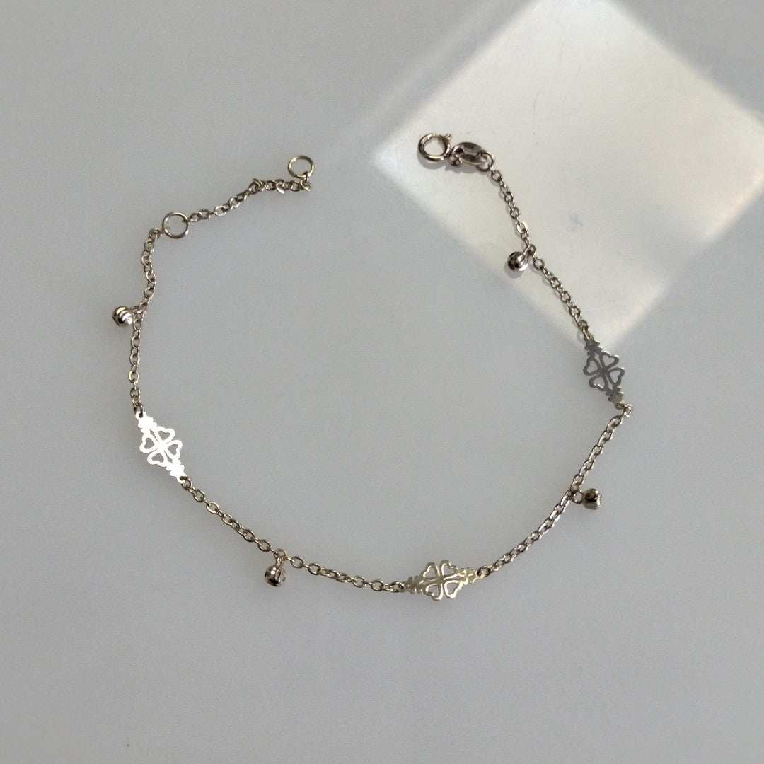 PULSERA ESPECIAL CON TREBOL 14K 18 CM 1.8 GR (NUEVO)