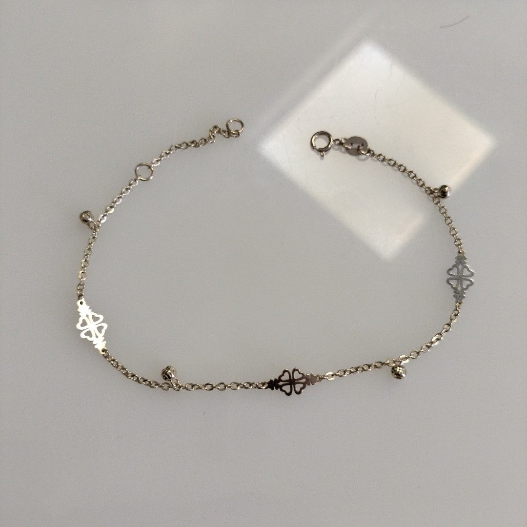 PULSERA ESPECIAL CON TREBOL 14K 18 CM 1.8 GR (NUEVO)