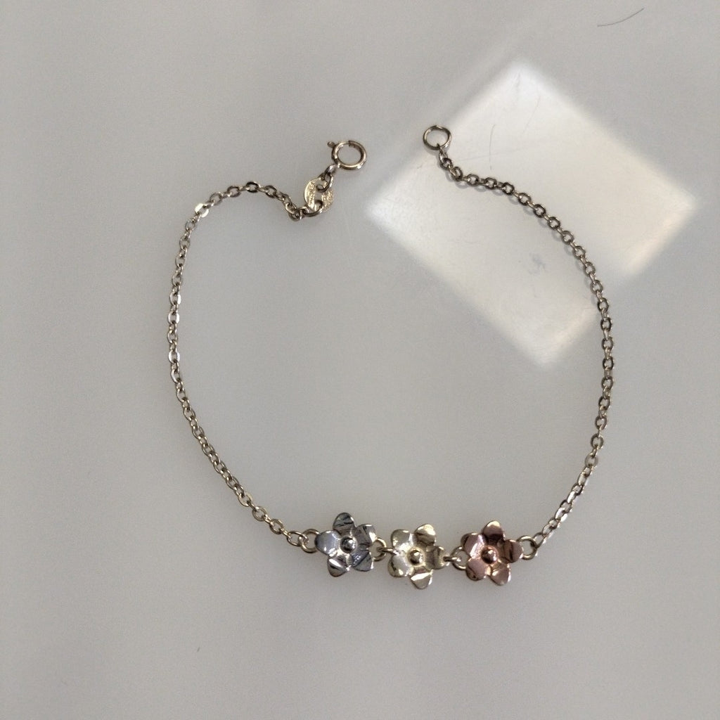 PULSERA TEJIDO ESPECIAL FIG FLORES 14K 18 CM 2 GR (NUEVO)