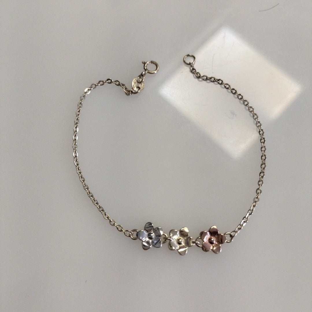 PULSERA TEJIDO ESPECIAL FIG FLORES 14K 18 CM 2 GR (NUEVO)