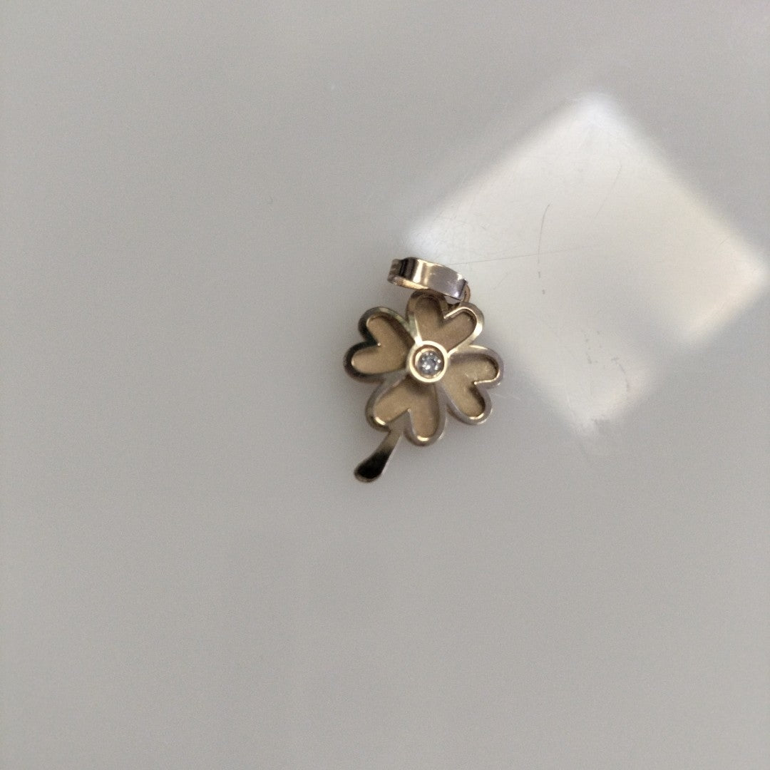 DIJE FIG TREBOL C CIRCONIA 14K 0.8 GR (NUEVO)