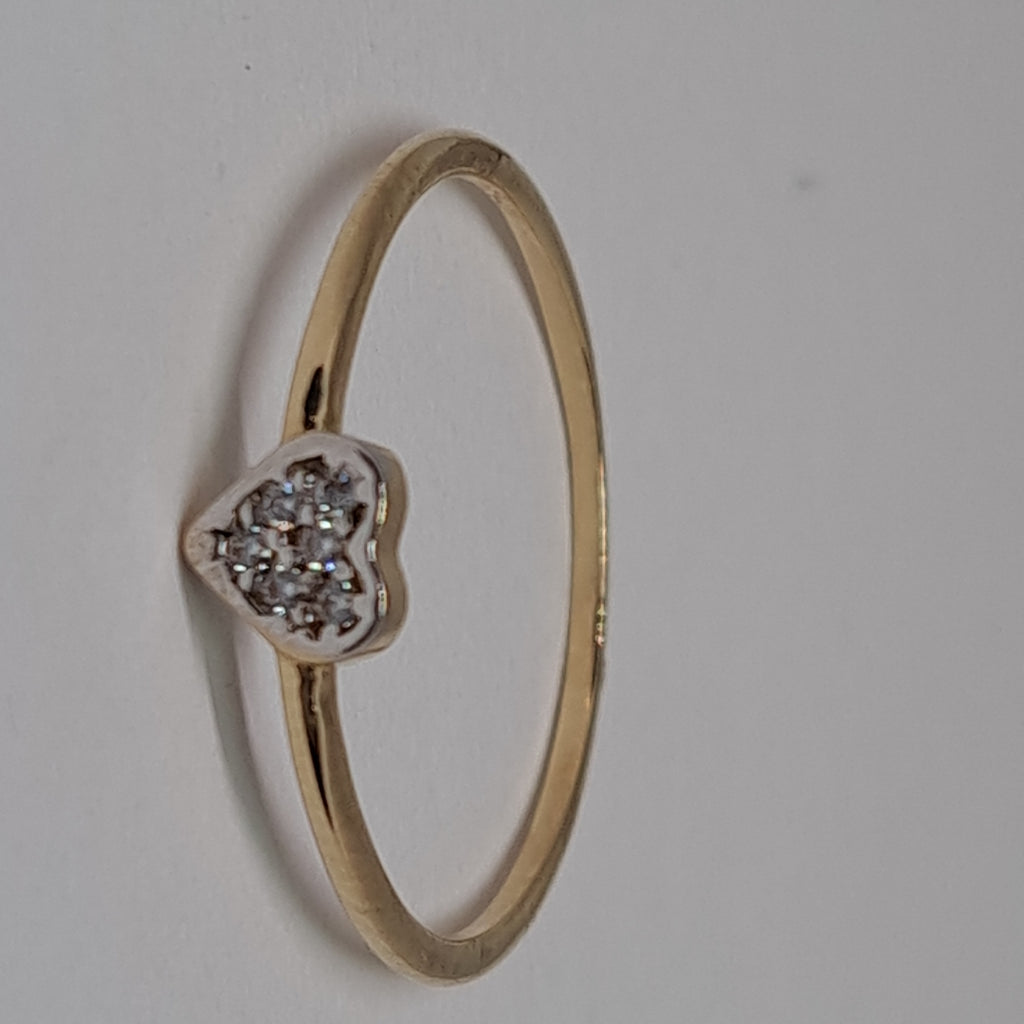 ANILLO ANILLITO CORAZON C CIRCONIA 14K 7 TALLA 0.9 GR (NUEVO)