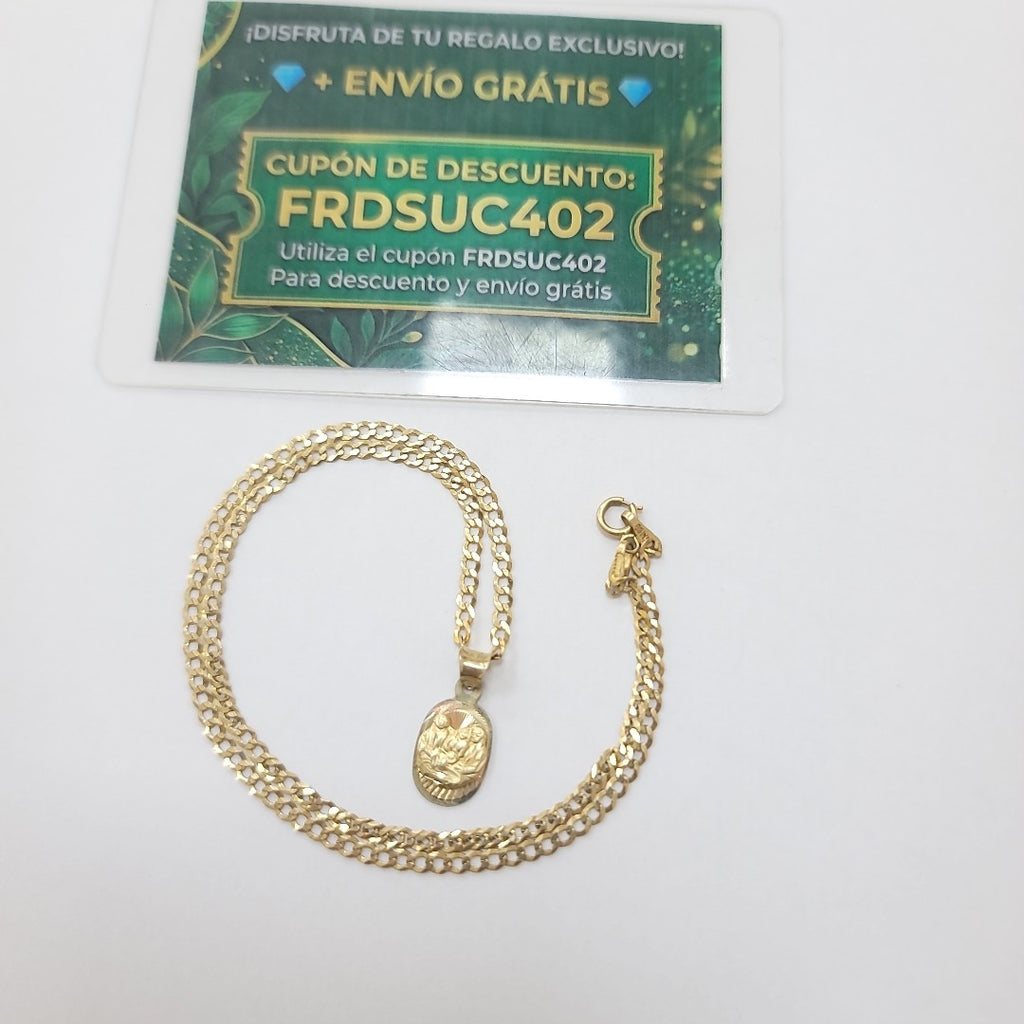 CADENA, MEDALLA RELIGIOSA ORO 10 K 3.4 GRMS (SEMINUEVO)