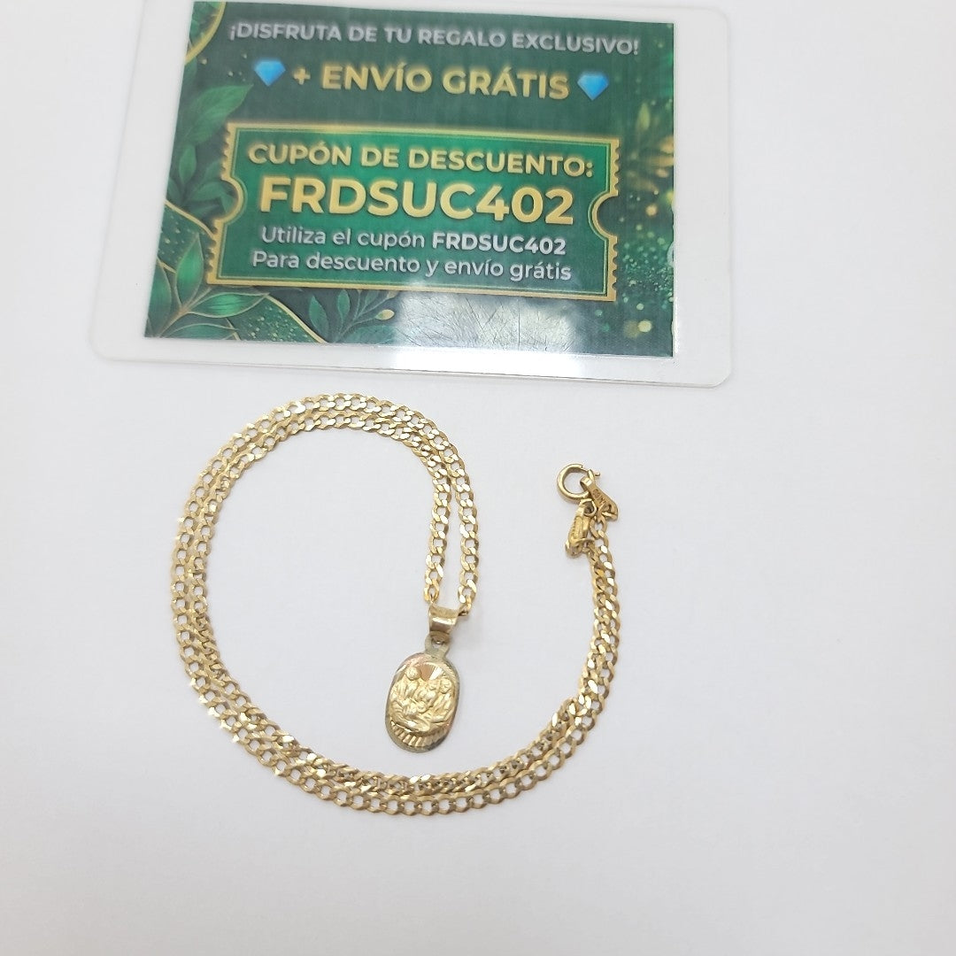 CADENA, MEDALLA RELIGIOSA ORO 10 K 3.4 GRMS (SEMINUEVO)