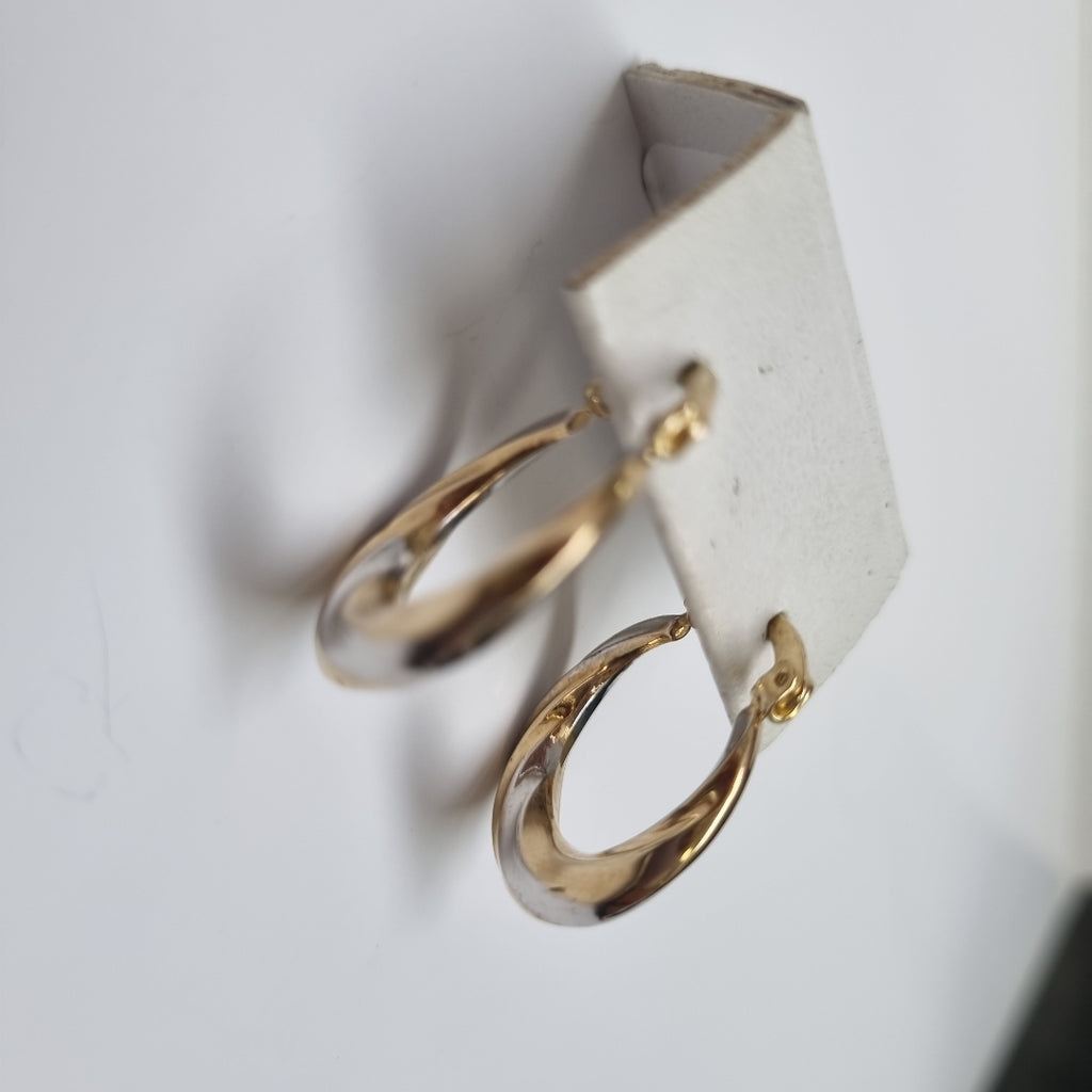 ARETES TEJIDO ARRACADA TRENZADA COMBINADA 14K 1.9 GR (NUEVO)