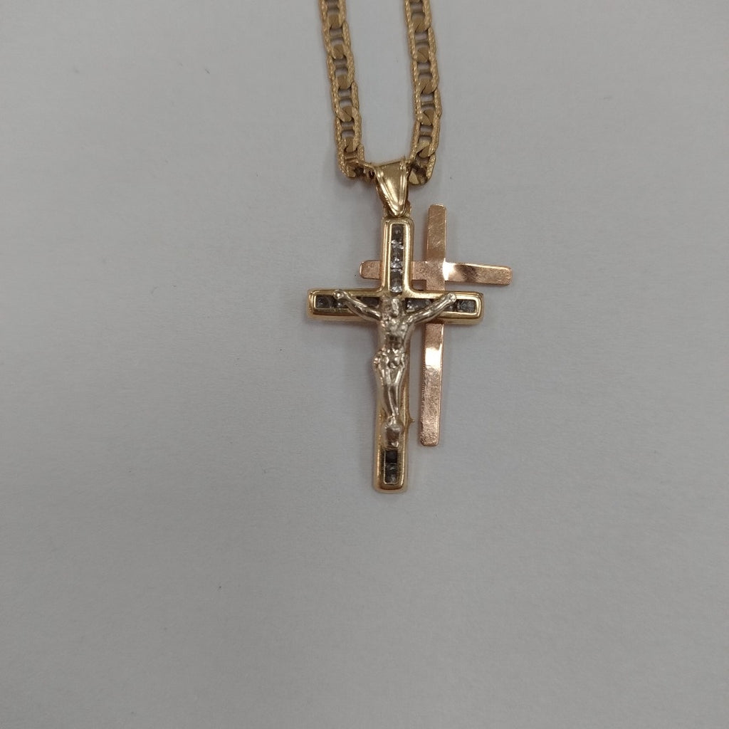 CADENA, CRUCIFIJO ORO 10 K 8.5 GRMS (SEMINUEVO)