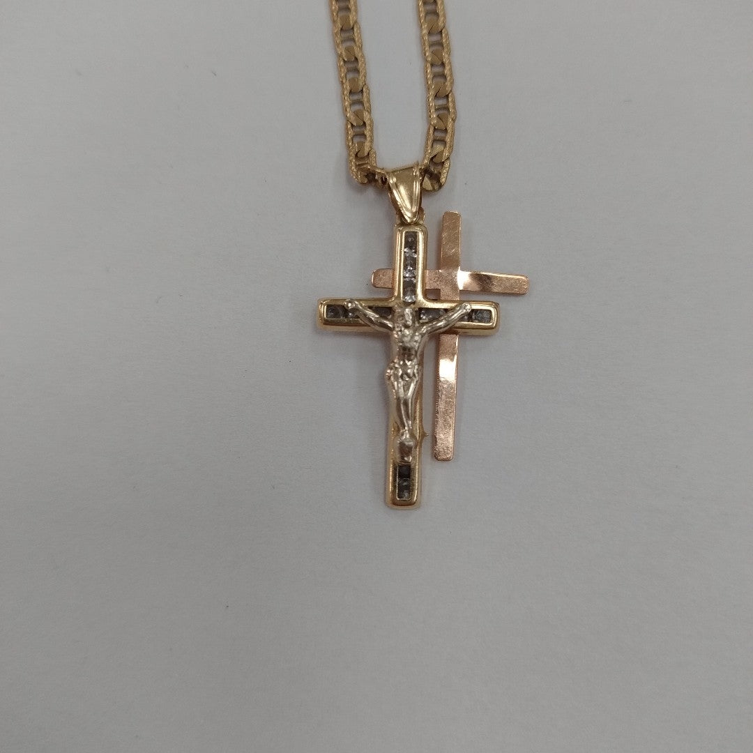 CADENA, CRUCIFIJO ORO 10 K 8.5 GRMS (SEMINUEVO)