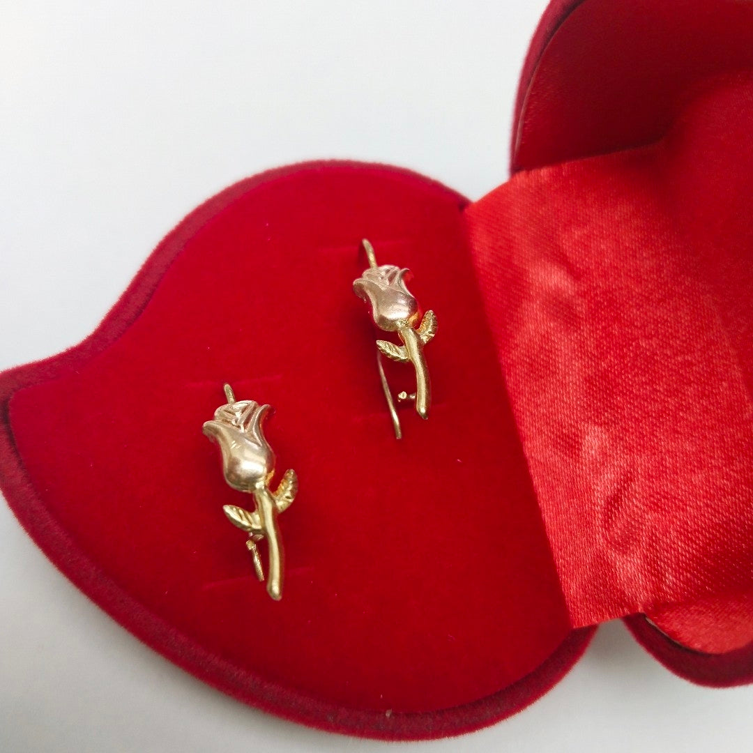 ARETES PAR ORO COMBINADO 14 K 1.1 GRMS (SEMINUEVO)