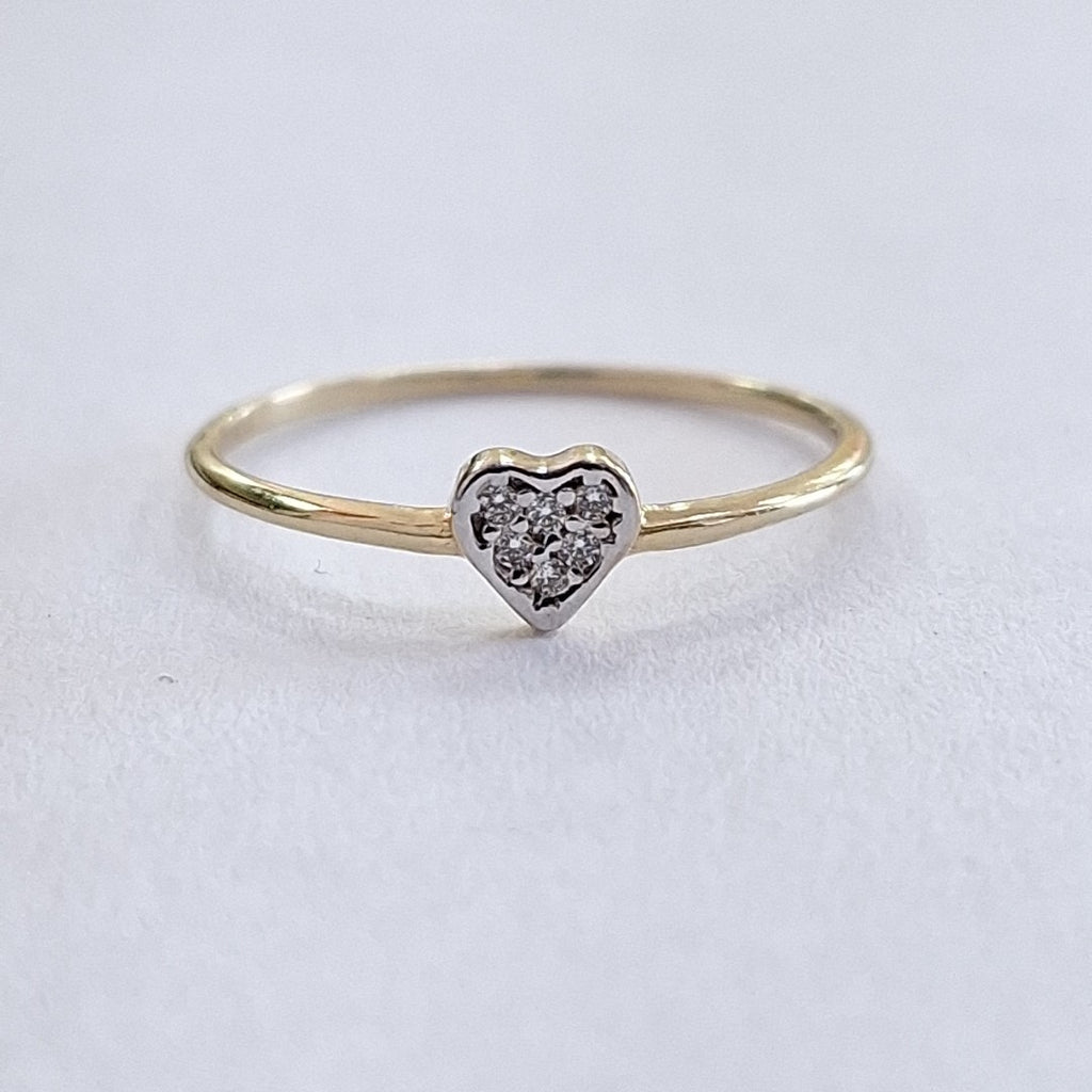 ANILLO ANILLITO CORAZON C CIRCONIA 14K 7 TALLA 0.8 GR (NUEVO)