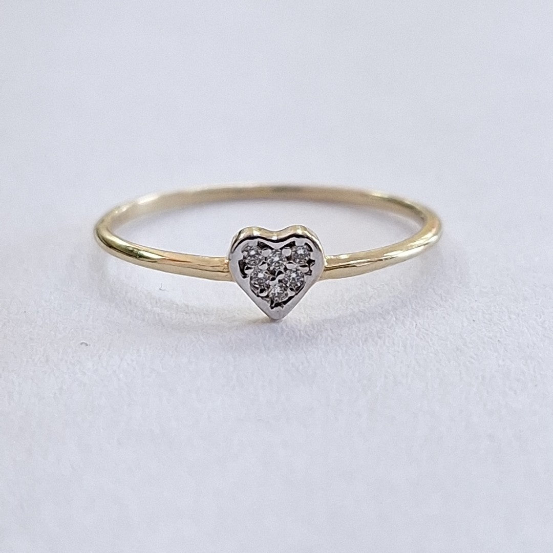 ANILLO ANILLITO CORAZON C CIRCONIA 14K 7 TALLA 0.8 GR (NUEVO)
