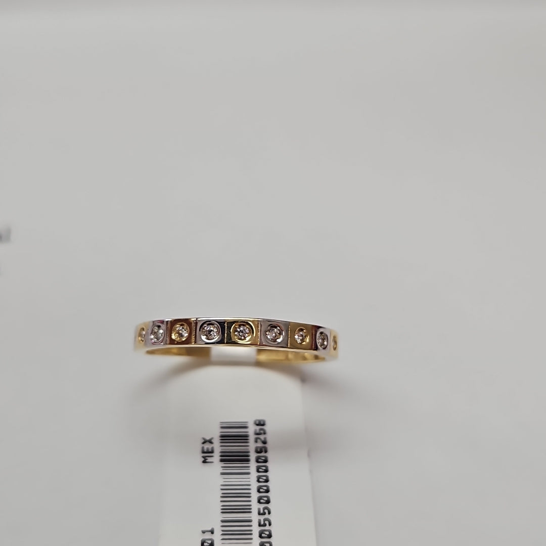 ANILLO ANILLITO C CIRCONIAS COMBINADO 14K 8 TALLA 2 GR (NUEVO)