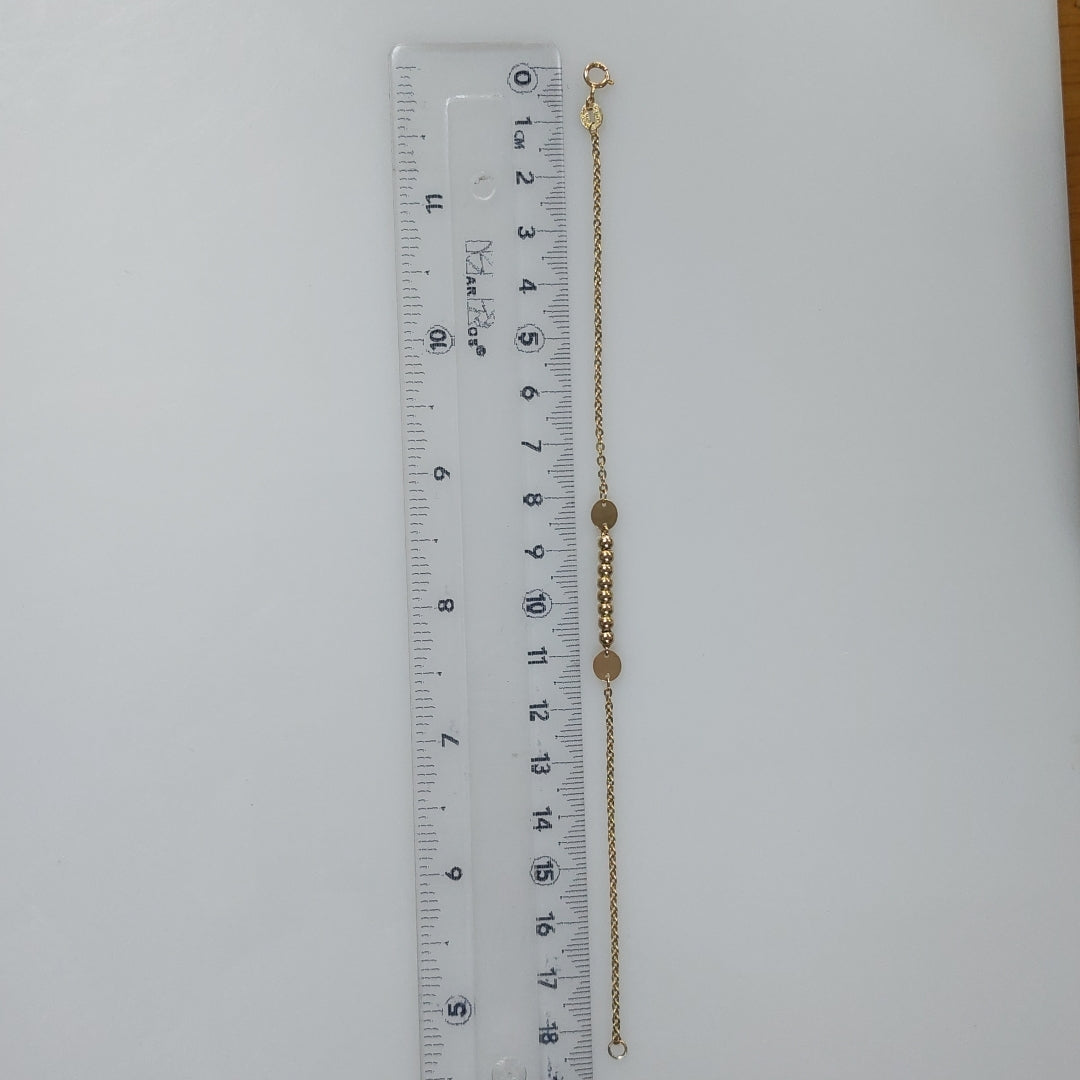 PULSERA TEJIDO ESPECIAL CON BOLITAS 14K 18 CM 1.8 GR (NUEVO)
