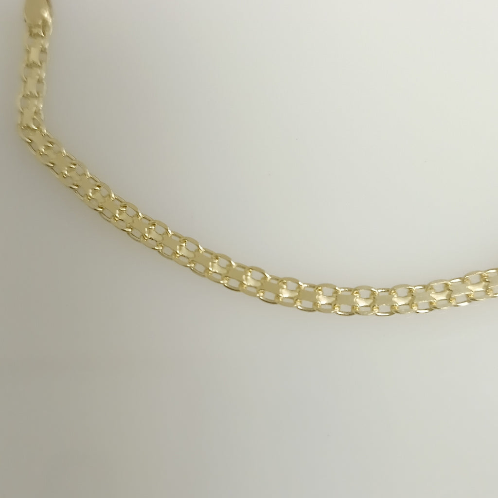 PULSERA TEJIDO ESPECIAL CON INFINITO Y CIRCONIAS 14K 18 CM 3.3 GR (NUEVO)