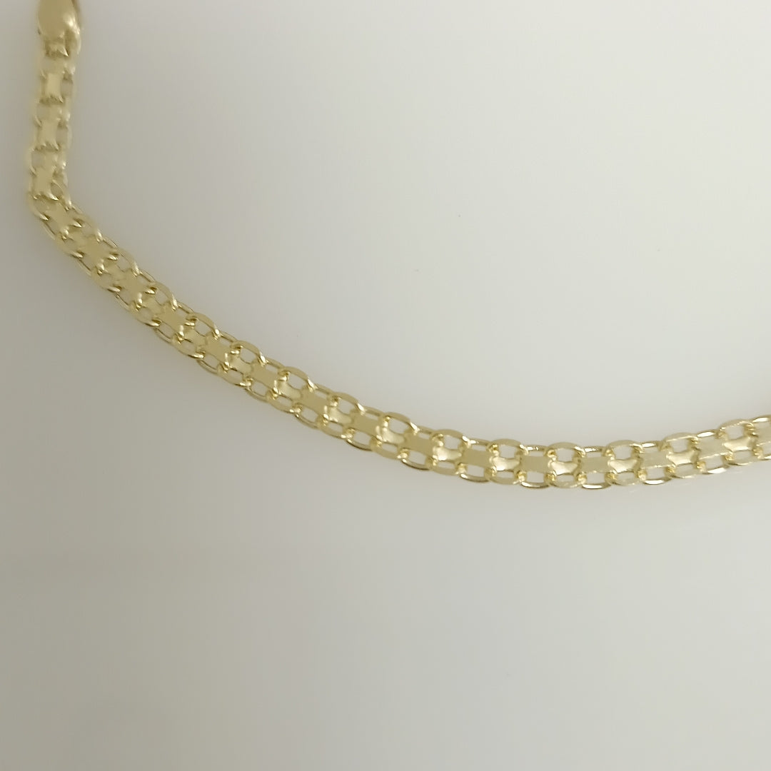 PULSERA TEJIDO ESPECIAL CON INFINITO Y CIRCONIAS 14K 18 CM 3.3 GR (NUEVO)