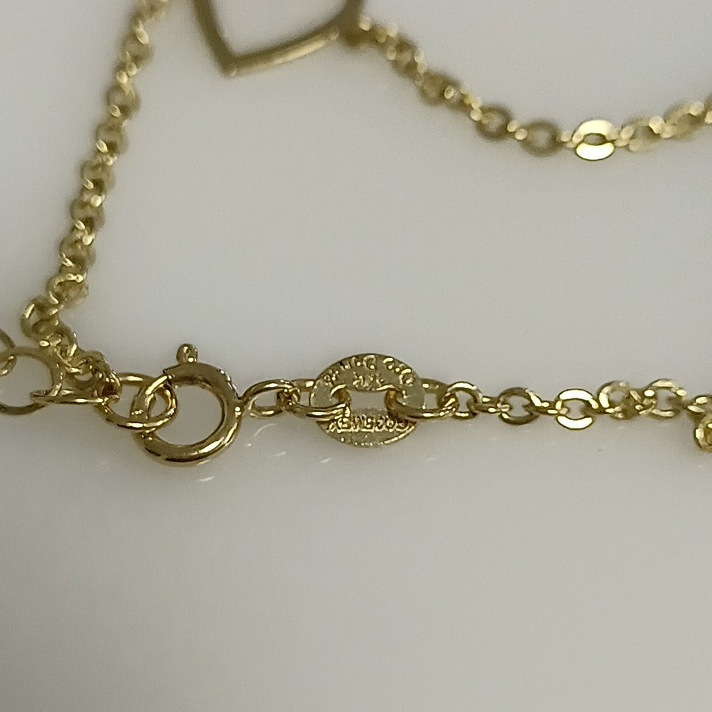 PULSERA ESPECIAL CON CORAZONES CONBINADOS 14K 18 CM 1.7 GR (NUEVO)