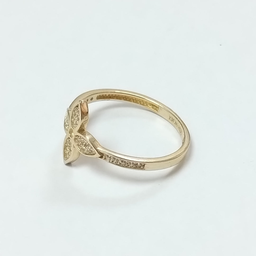 ANILLO ANILLITO FLOR C CIRCONIAS 14K 9 TALLA 2 GR (NUEVO)