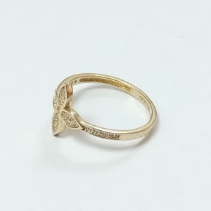 ANILLO ANILLITO FLOR C CIRCONIAS 14K 9 TALLA 2 GR (NUEVO)