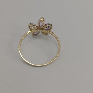 ANILLOS FORMA FLOR CON PIEDRAS DE COLOR 14K TALLA 7.5 1.4 GR (NUEVO)