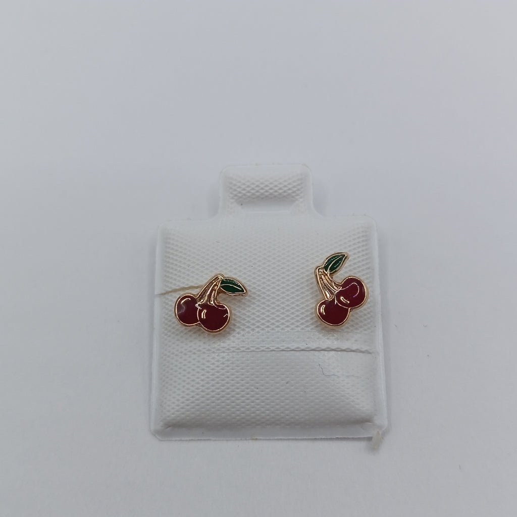 BROQUELES BROQUE FIG CEREZA C ESMALTE 14K 0.2203 GR (NUEVO)
