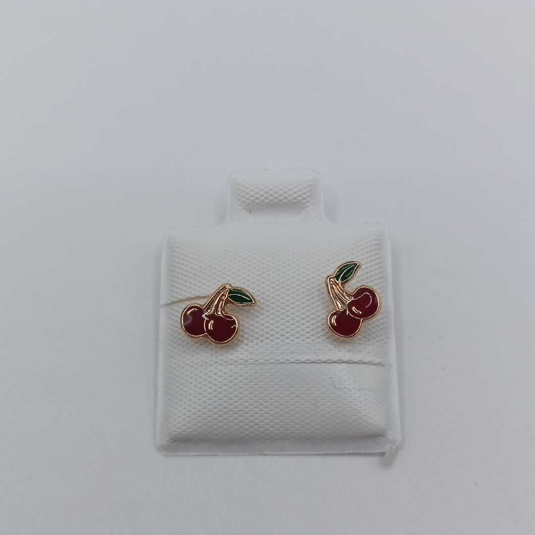 BROQUELES BROQUE FIG CEREZA C ESMALTE 14K 0.2203 GR (NUEVO)
