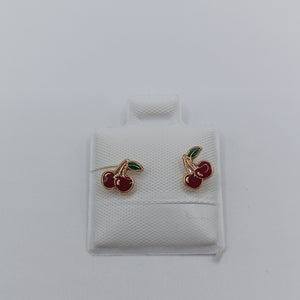 BROQUELES BROQUE FIG CEREZA C ESMALTE 14K 0.2203 GR (NUEVO)