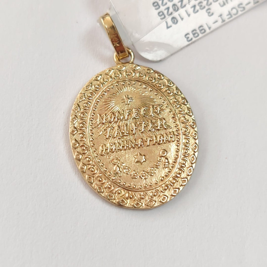 CADENA, MEDALLA RELIGIOSA ORO 14 K 4 GRMS (SEMINUEVO)
