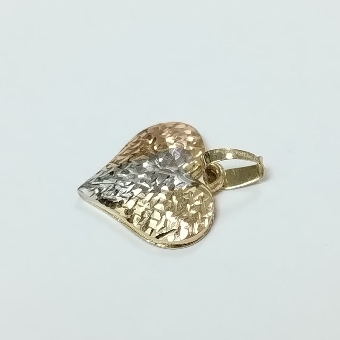 DIJE TEJIDO CORAZON LABRADO COMBINADO 14K 1.2 GR (NUEVO)
