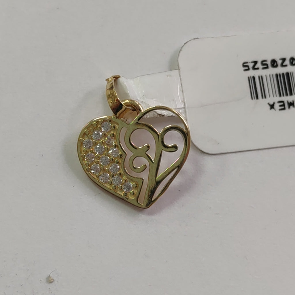 DIJE TEJIDO CORAZON CON CIRCONIAS Y ARBOL DE LA VIDA 14K 0.8 GR (NUEVO)