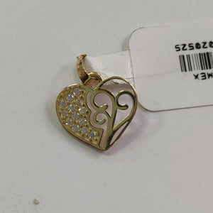 DIJE TEJIDO CORAZON CON CIRCONIAS Y ARBOL DE LA VIDA 14K 0.8 GR (NUEVO)