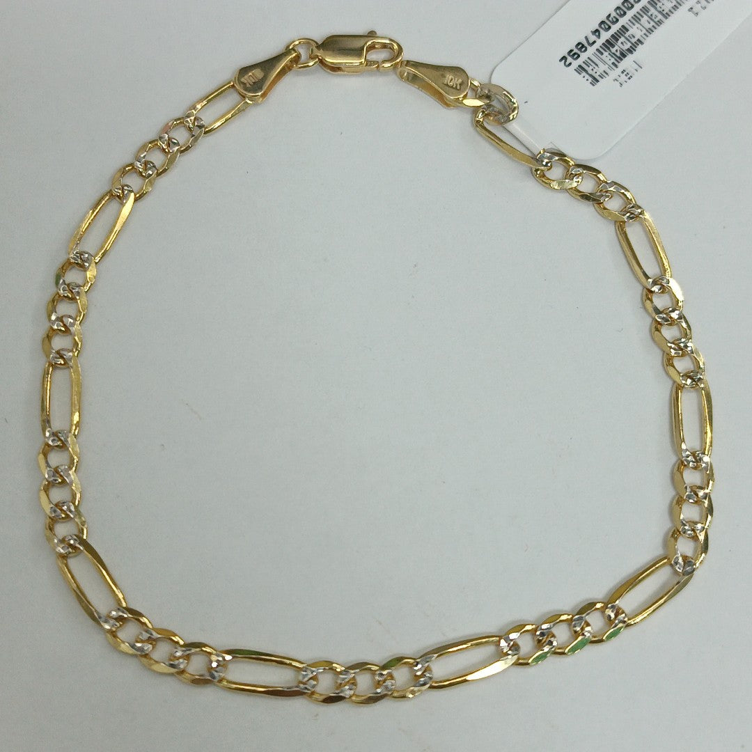 PULSERA TEJIDO 3X1 DIAMANTADA 10K 21CM 4.5GR FIGEROPAVE100 (NUEVO)