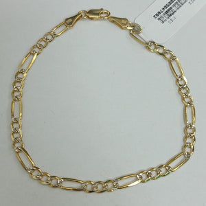 PULSERA TEJIDO 3X1 DIAMANTADA 10K 21CM 4.5GR FIGEROPAVE100 (NUEVO)