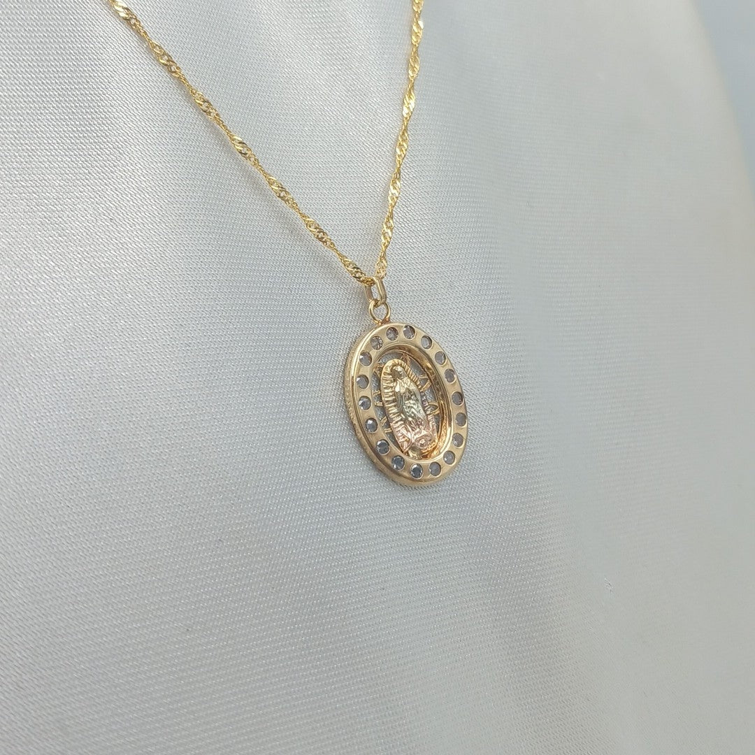 CADENA, MEDALLA RELIGIOSA ORO 10 K 2 GRMS (SEMINUEVO)