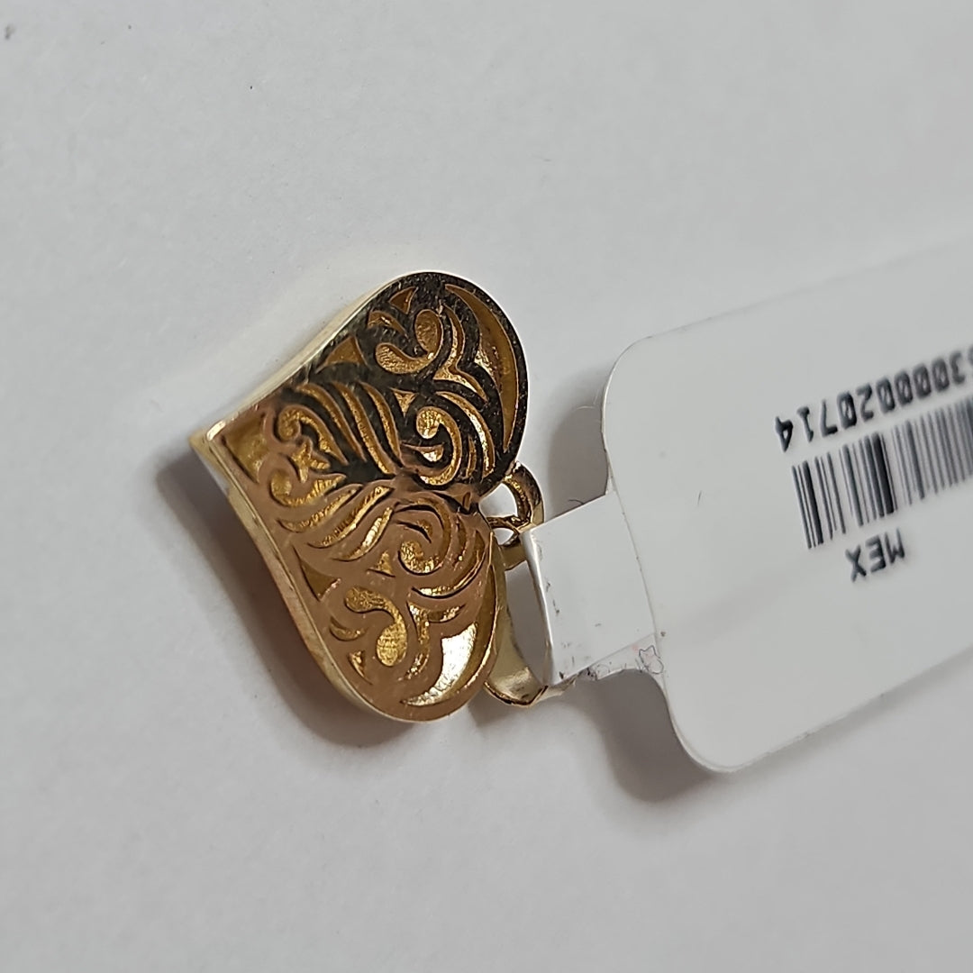 DIJE TEJIDO CORAZON LABRADO COMBINADO 14K 1.2 GR (NUEVO)