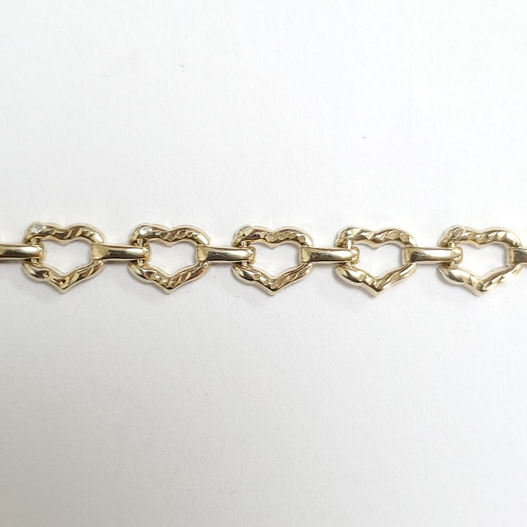 PULSERA ESPECIAL CON CORAZONES 14K 18 CM 4.2 GR (NUEVO)