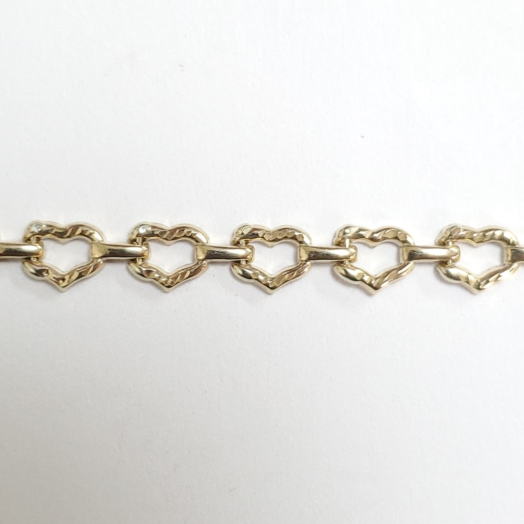 PULSERA ESPECIAL CON CORAZONES 14K 18 CM 4.2 GR (NUEVO)