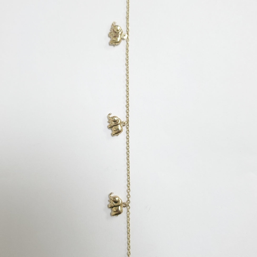 PULSERA ESPECIAL CON DIJES ELEFANTES 10K 18 CM 2.2 GR (NUEVO)