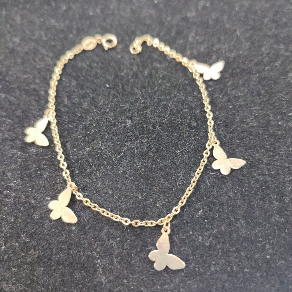 PULSERA ESPECIAL CON MARIPOSAS 14K 18 CM 2.1 GR (NUEVO)