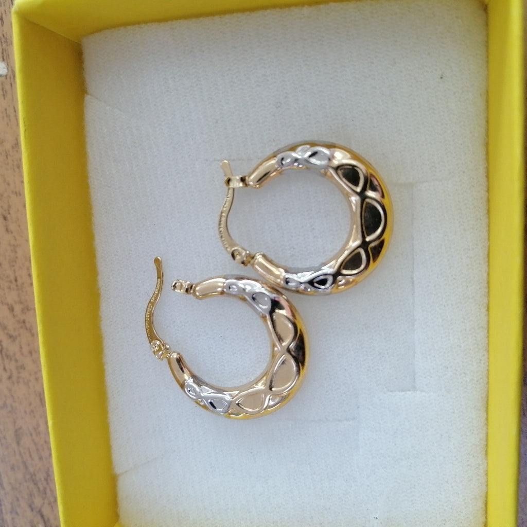 ARETES ARRACADAS COMBINADAS CON INFINITO 14K 2.1 GR (NUEVO)