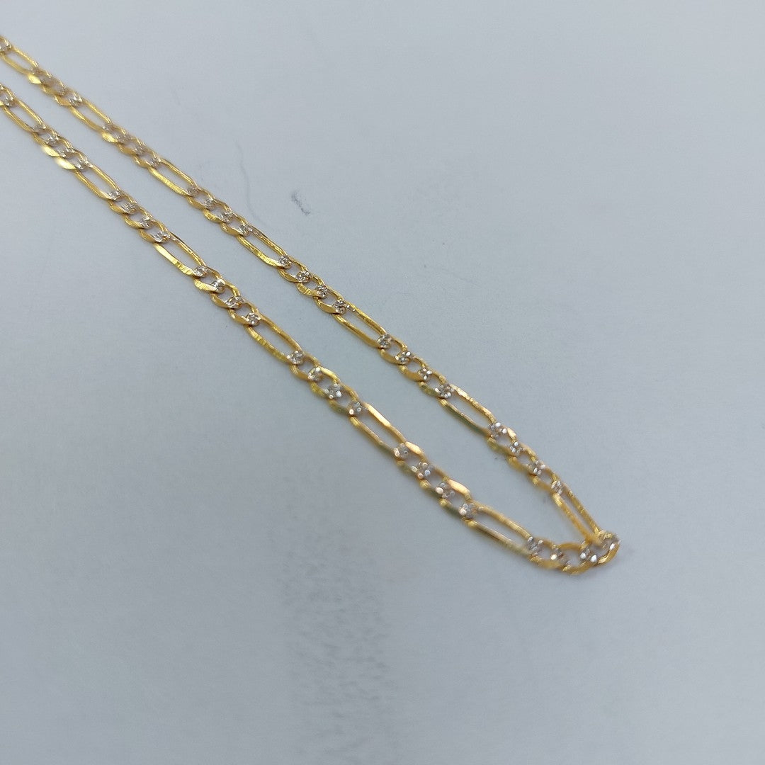 PULSERA TEJIDO 3X1 DIAMANTADA 14K 21CM 2GR FPR060 (NUEVO)