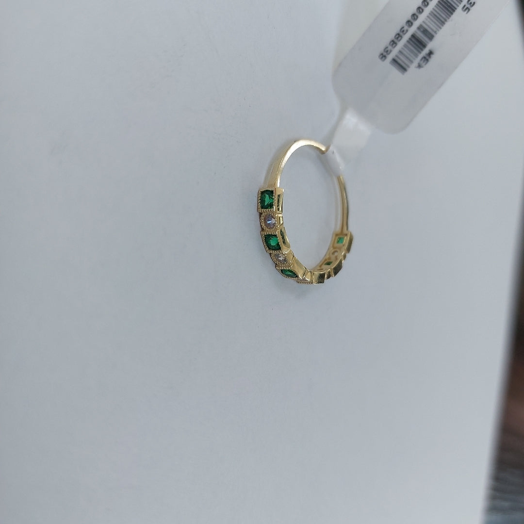 ANILLITO CON CIRCONIAS Y PIEDRAS COLOR VERDE 14K 8 TALLA 1.5 GR ADR 116 (NUEVO)