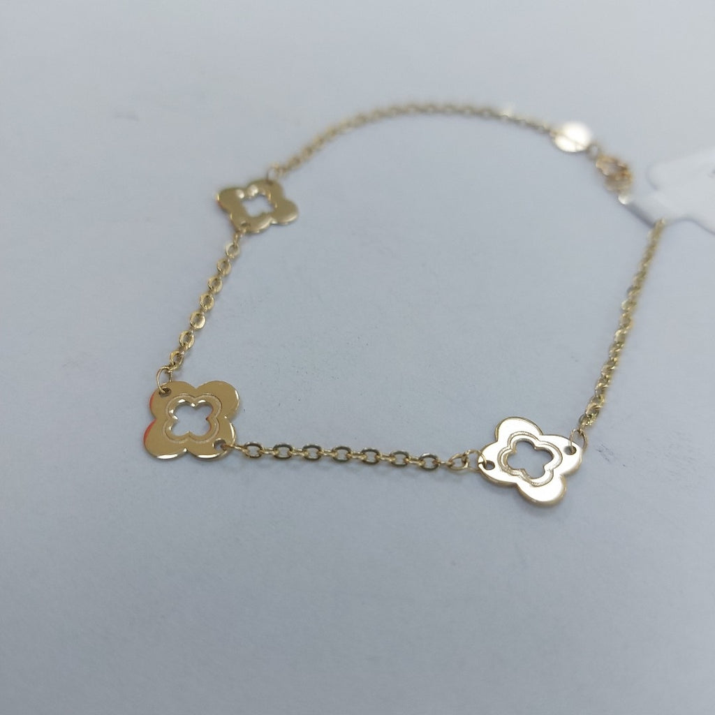 PULSERA TEJIDO ESPECIAL CON FLORES 14K 18 CM 1.6 GR PLL 32 (NUEVO)