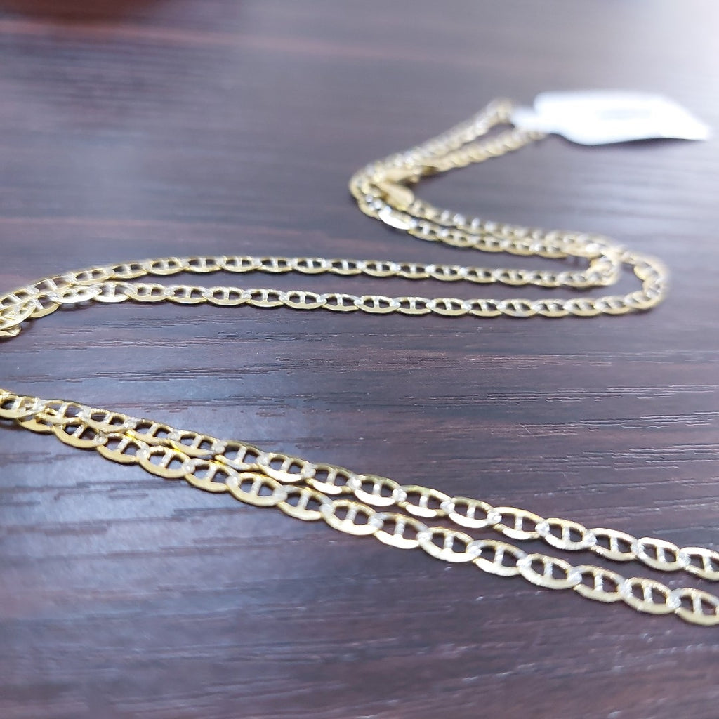 CADENA TEJIDO GUCHI DIAMANTADA 14K 55CM 4.8GR MPR060 (NUEVO)
