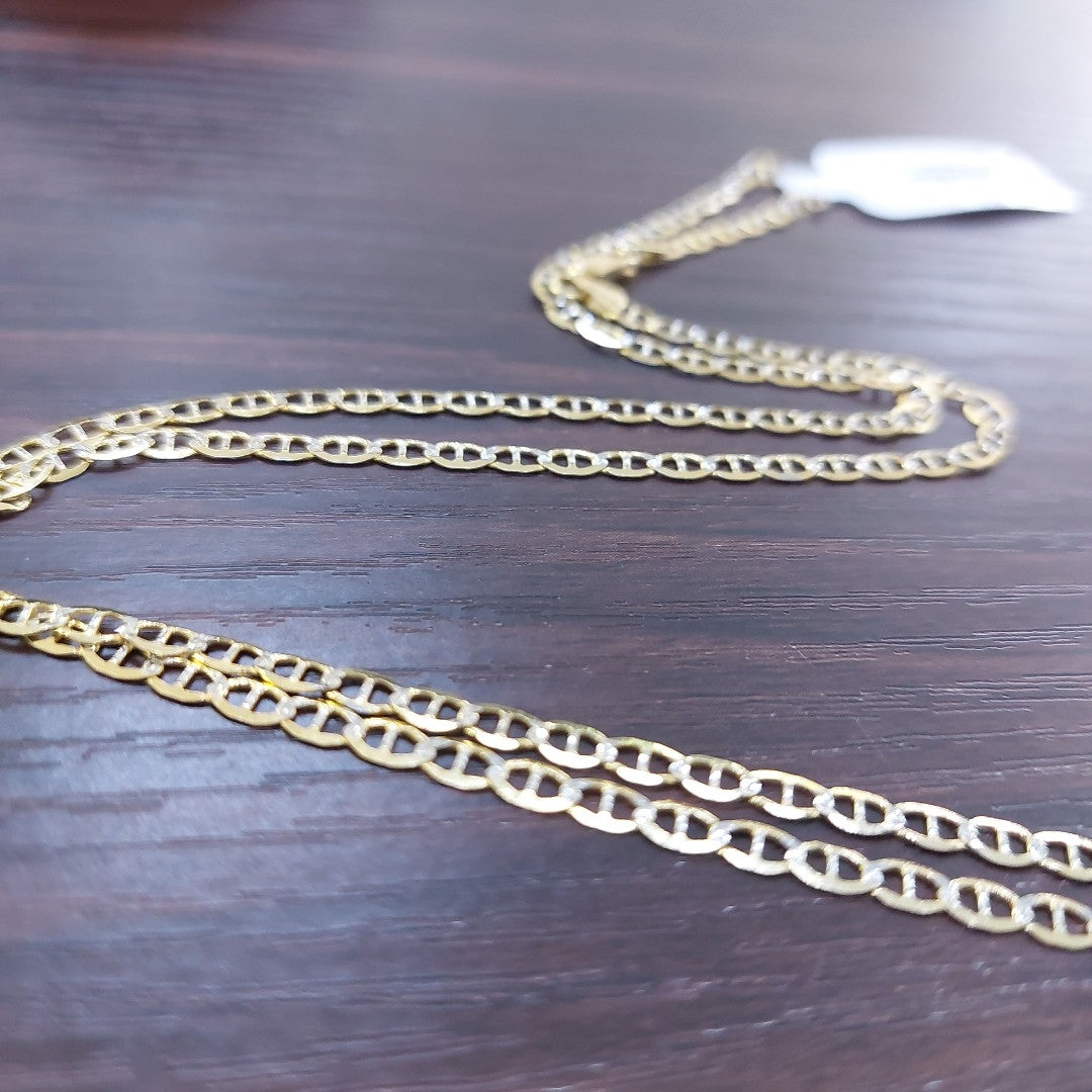 CADENA TEJIDO GUCHI DIAMANTADA 14K 55CM 4.8GR MPR060 (NUEVO)