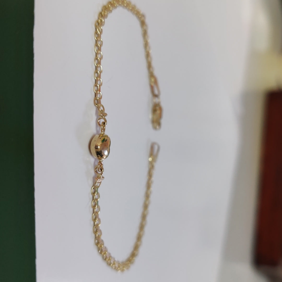 PULSERA ESPECIAL C CORAZON 14K 18 CM 2.6 GR (NUEVO)