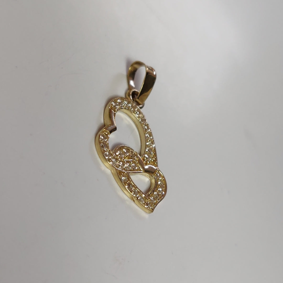 DIJE CORAZONES CON CIRCONIAS 14K 1.1 GR DDR 13 (NUEVO)