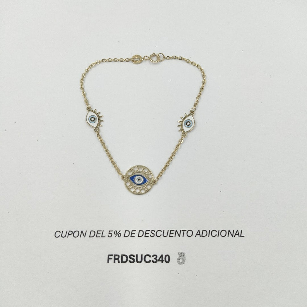 PULSERA TEJIDO ESPECIAL FIG OJO TURCO 14K 18 CM 2.1 GR PLL 45 (NUEVO)